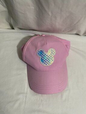 Disney Mickey Mouse Pink Baseball Cap Holographic Logo OSFM Adjustable Hat